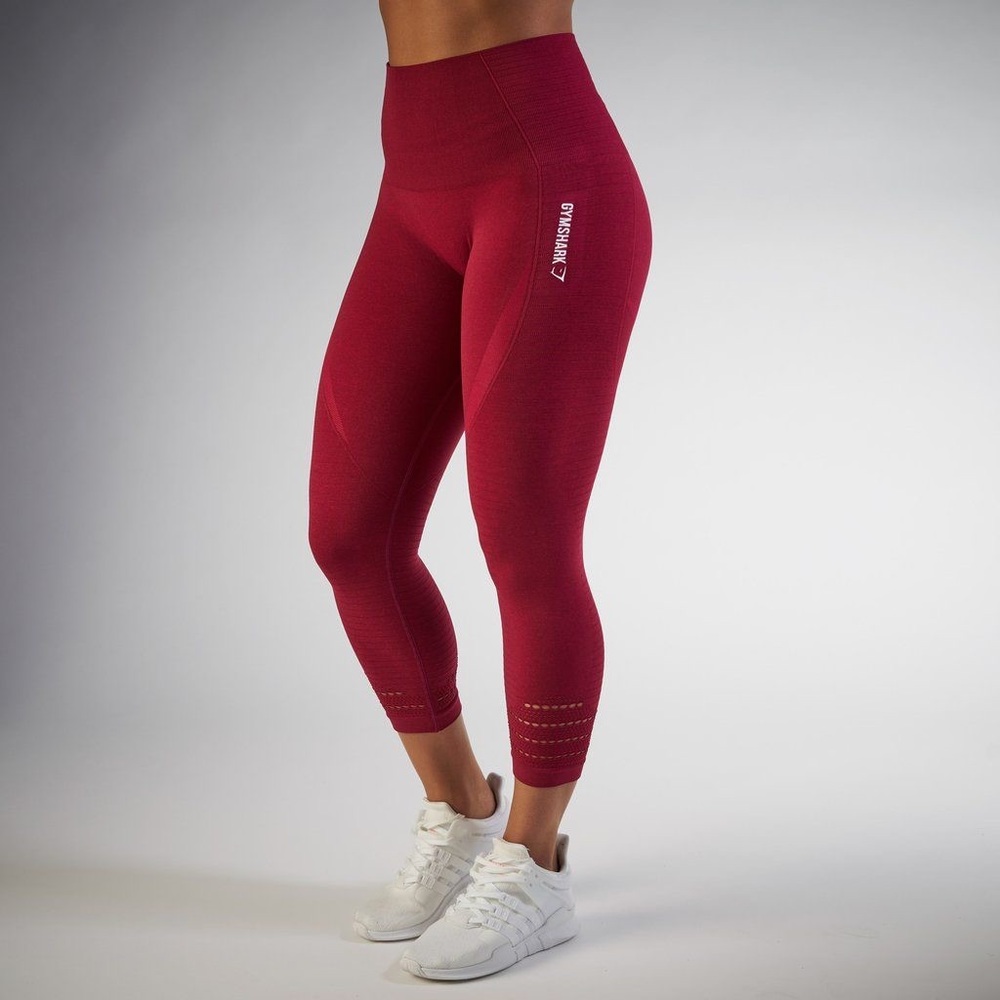 GYMSHARK Seamless Capri Beet Marl Small